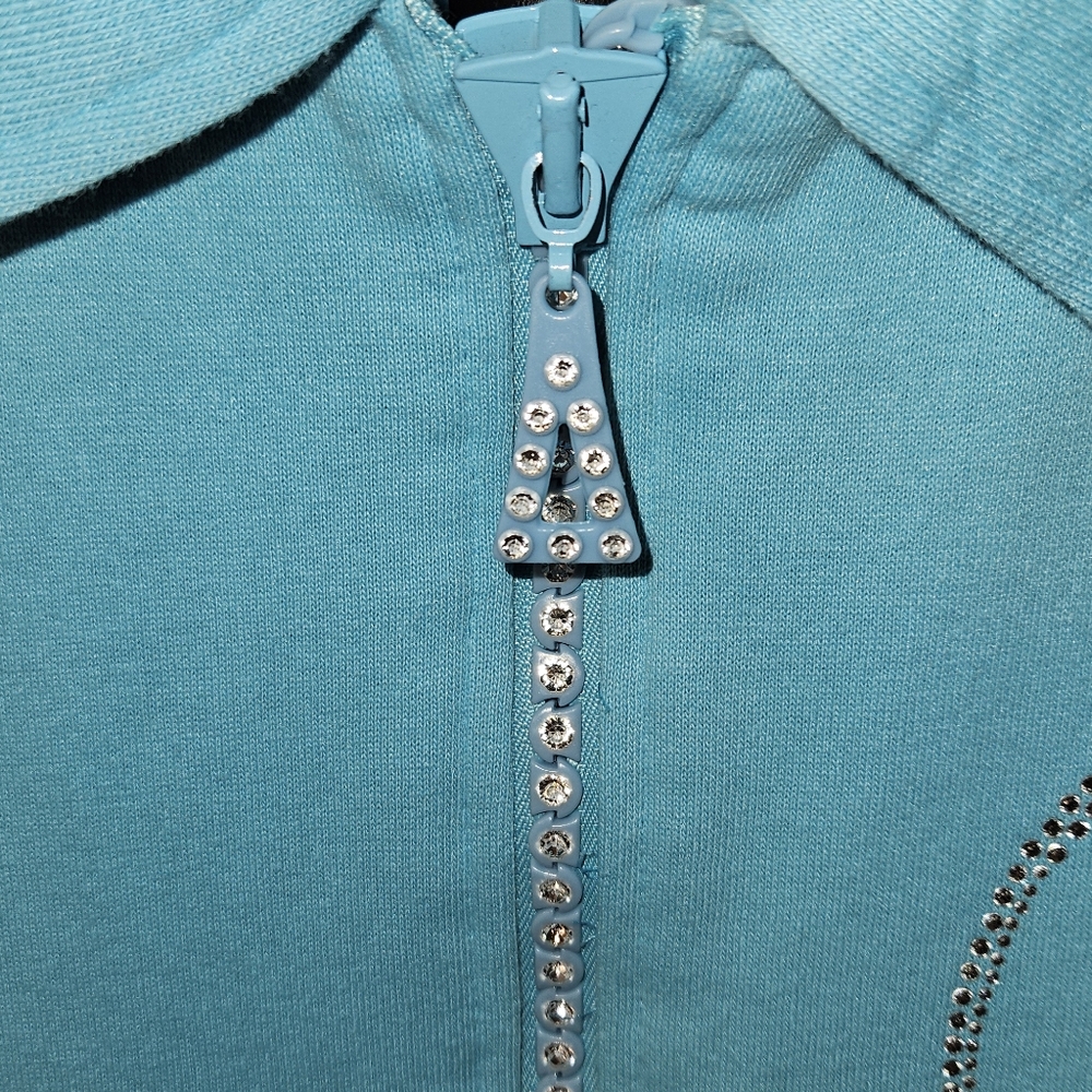 Fleece Jacket Rhinestone Embelished Zipper Glitzy Soft Interior.